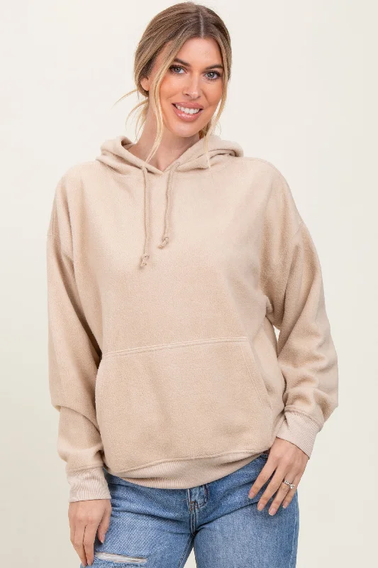 Cream Brushed Knit Oversized Hoodie Australian Beach Australian Beach