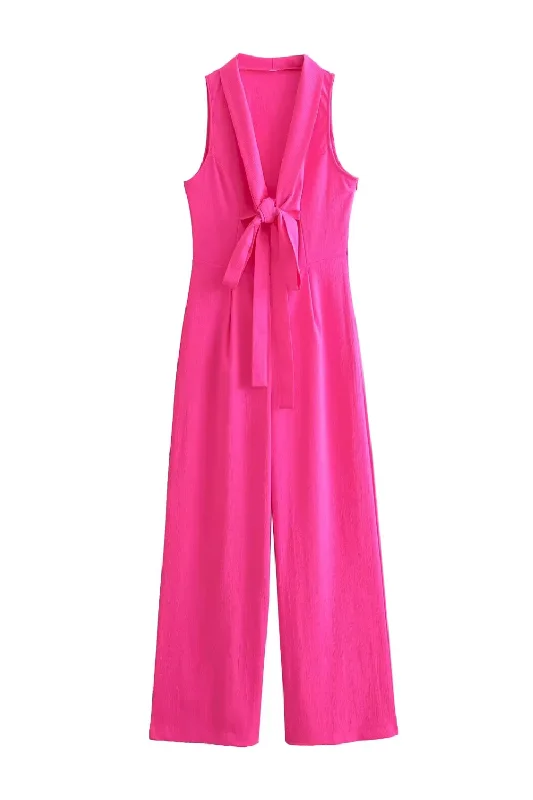 'Ivanna' Sleeveless Tie-front Jumpsuit Feminine Women's Soft  Feminine Women's Soft 