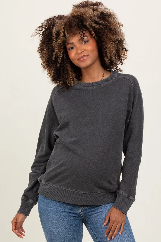 Black French Terry Vintage Wash Maternity Pullover Dapper Women's Bow - adorned Dapper Women's Bow - adorned Black French Terry Vintage Wash Maternity Pullover Dapper Women's Bow - adorned Dapper Women's Bow - adorned