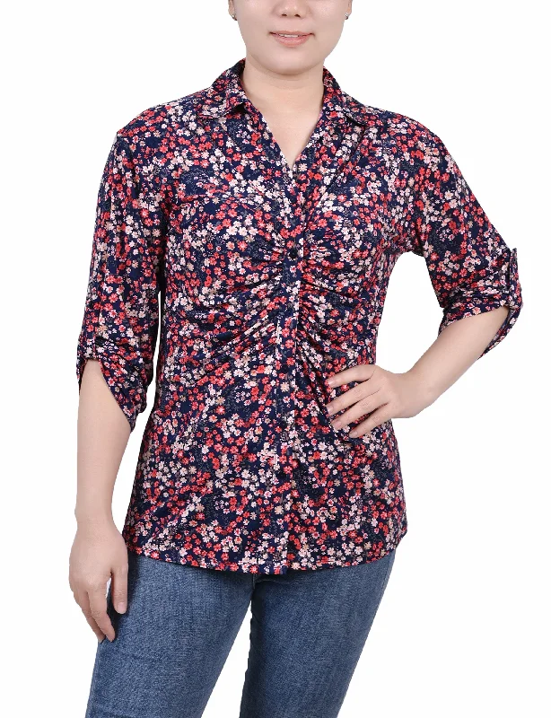 Navy Red Ditsy Floral