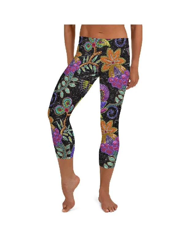 Faux Paillette Flower Capris Traditional Women's  Traditional Women's 