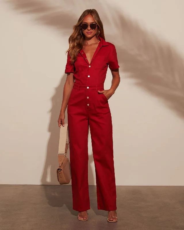 Amirah Button Down Pocketed Jumpsuit Athletic Women's High - Athletic Women's High - Amirah Button Down Pocketed Jumpsuit Athletic Women's High - Athletic Women's High -