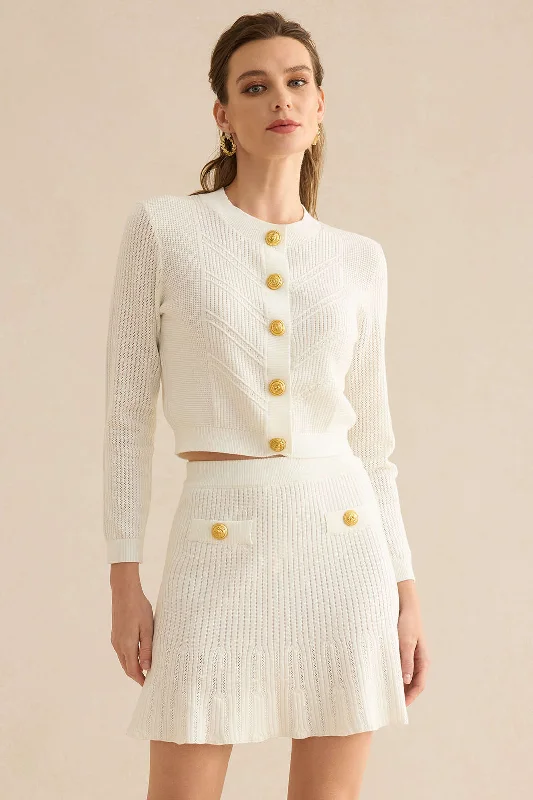 Knit Metallic Round Neck Long-Sleeve Top Business Business