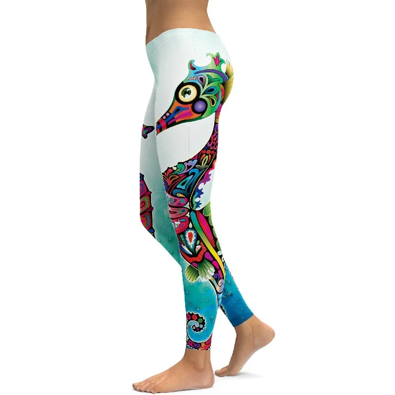 Ornamental Seahorse Leggings Bold Women's Animal Print Bold Women's Animal Print