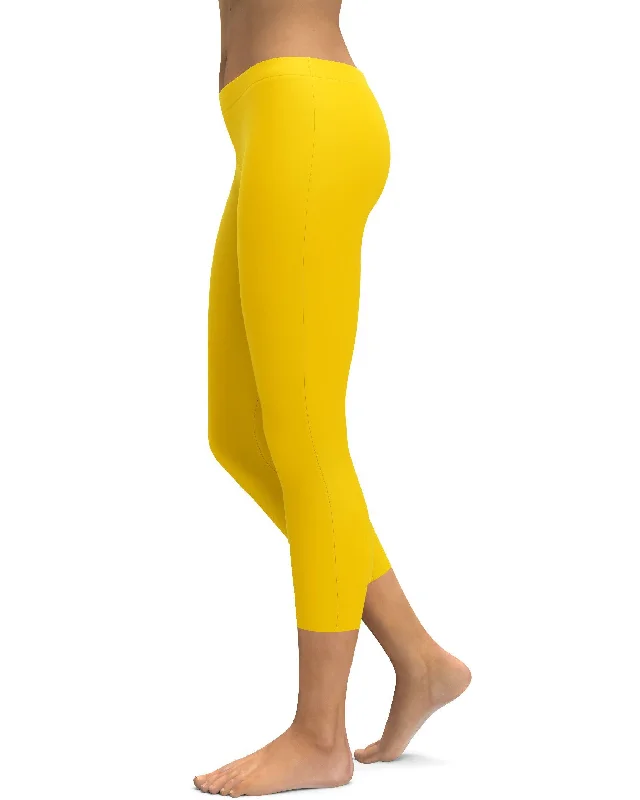 Solid Deep Yellow Capris Bold Women's Animal Print Bold Women's Animal Print
