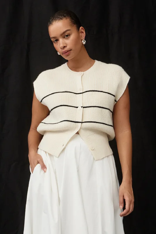 KATE CREAM STRIPE KNIT VEST Refined Women's Classic  Refined Women's Classic 