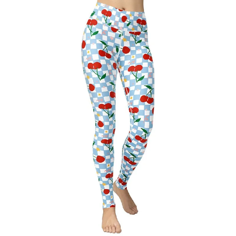Vintage Cherry Checkered Yoga Leggings garde garde
