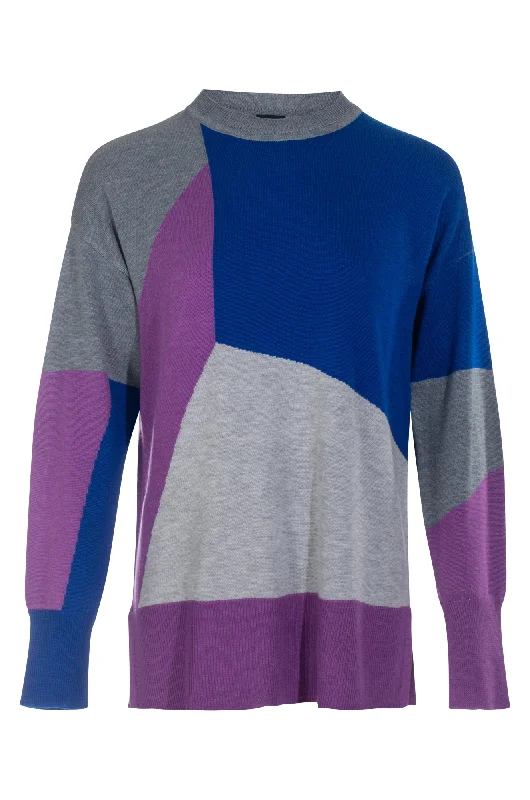 Colur block Touch of Wool Jumper | Royal/Silv/Lilac/Lt Silv | 6311ZZ Refined Women's Velvet Refined Women's Velvet Colur block Touch of Wool Jumper | Royal/Silv/Lilac/Lt Silv | 6311ZZ Refined Women's Velvet Refined Women's Velvet