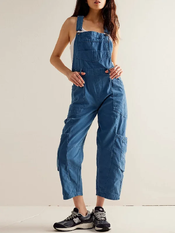 Pocketed Wide Strap Denim Overalls Unique Women's Upcycled Unique Women's Upcycled