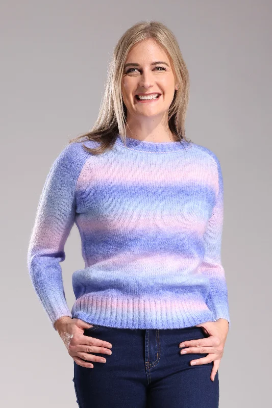 Wide rib detail Multicolour Jersey | INDIGO/PINK | 6962ZZ Artistic Women's Hand - painted Artistic Women's Hand - painted Wide rib detail Multicolour Jersey | INDIGO/PINK | 6962ZZ Artistic Women's Hand - painted Artistic Women's Hand - painted