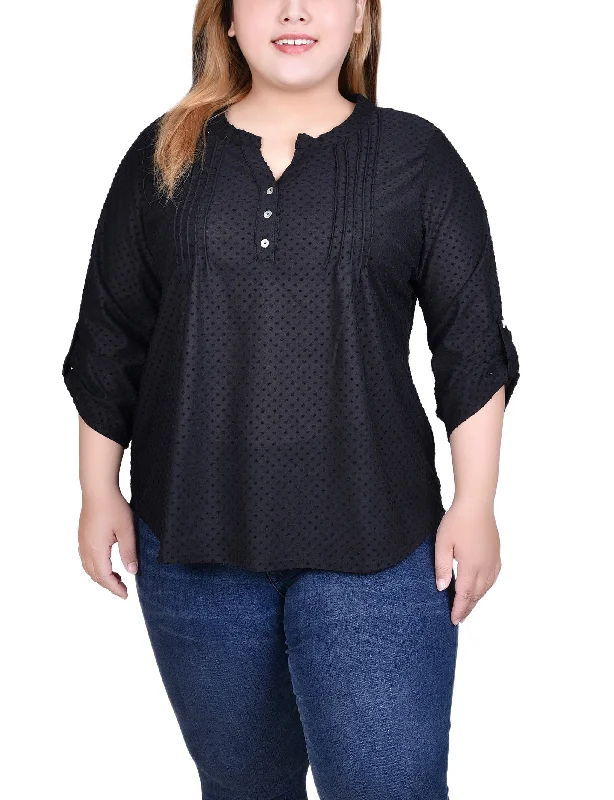 Plus Size 3/4 Sleeve Roll Tab Y Neck Top Vintage Women's 1970S Vintage Women's 1970S Plus Size 3/4 Sleeve Roll Tab Y Neck Top Vintage Women's 1970S Vintage Women's 1970S