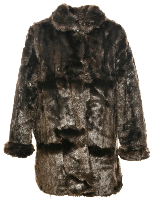 Dark Brown Faux Fur Coat - M Artistic Women's Hand - painted Artistic Women's Hand - painted Dark Brown Faux Fur Coat - M Artistic Women's Hand - painted Artistic Women's Hand - painted