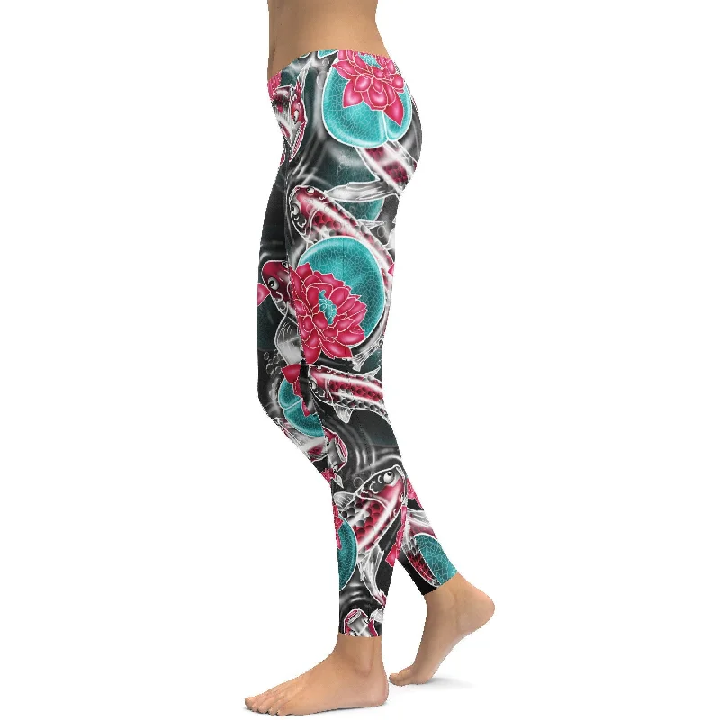 Colorful Koi Fish Leggings Practical Women's Multi -  Practical Women's Multi - 