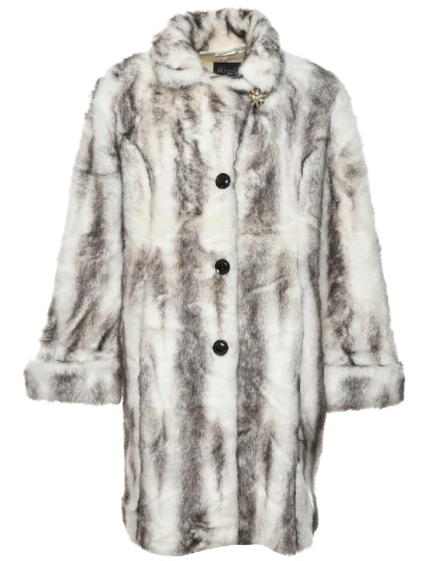 Animal Print Faux Fur Coat - L Feminine Women's Style  Feminine Women's Style 