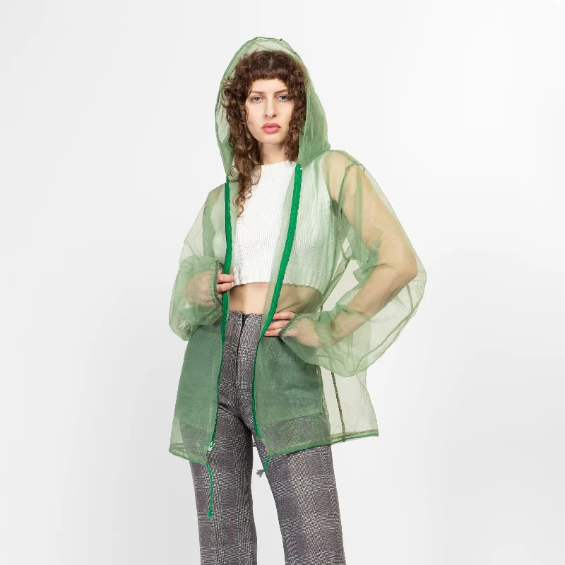 Med-XL 80s Sheer Green Mesh Hooded Jacket Artistic Women's Hand - painted Artistic Women's Hand - painted Med-XL 80s Sheer Green Mesh Hooded Jacket Artistic Women's Hand - painted Artistic Women's Hand - painted