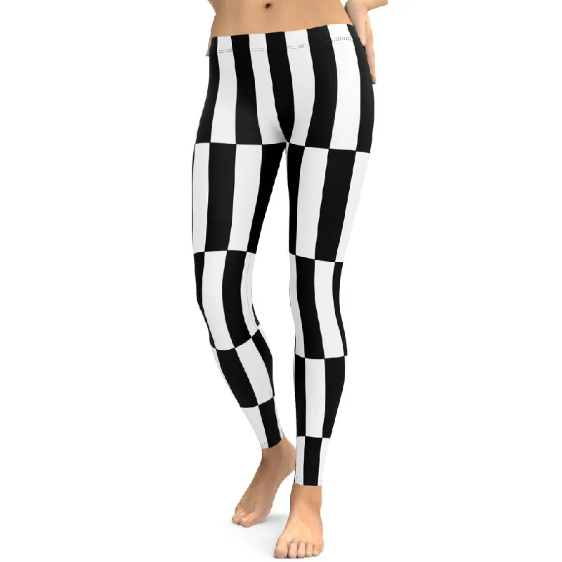 Black and White Optical Illusion Leggings Casual Women's Japanese  Casual Women's Japanese 