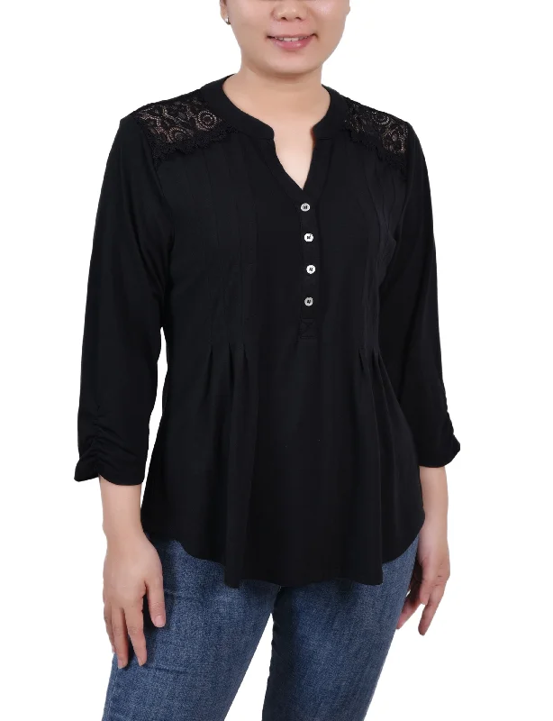 Rouched Sleeve Pintuck Top British Gentlewoman Style British Gentlewoman Style