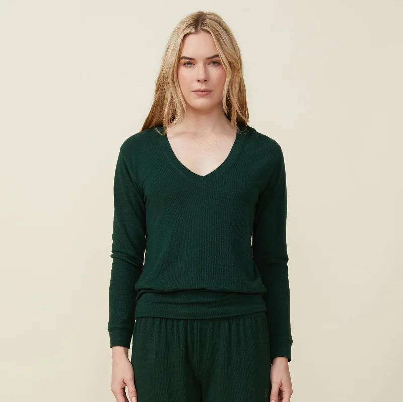 Supersoft Long Sleeve V Neck Sleek Women's Metallic Sleek Women's Metallic