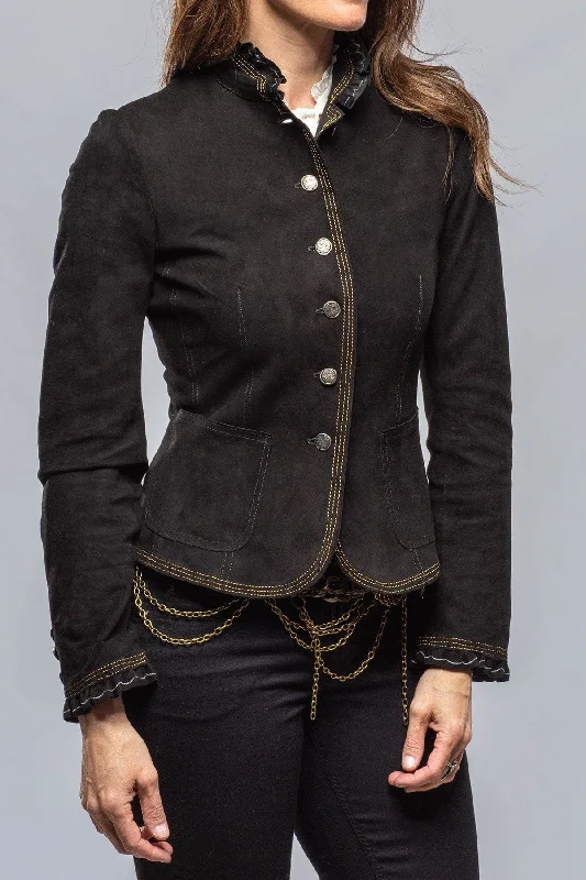 Bustle Back Suede Jacket Casual Women's Japanese  Casual Women's Japanese 