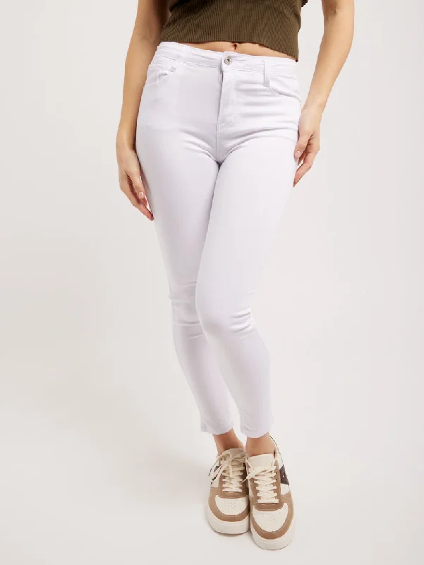 Jean mid waist blanc Edgy Women's Punk Edgy Women's Punk