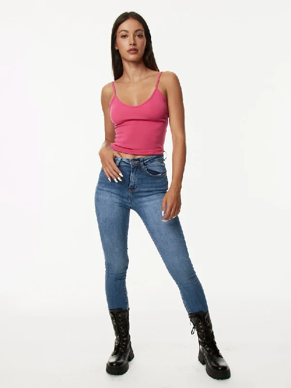 Jean taille haute déchiré aux bas Scandinavian Scandinavian