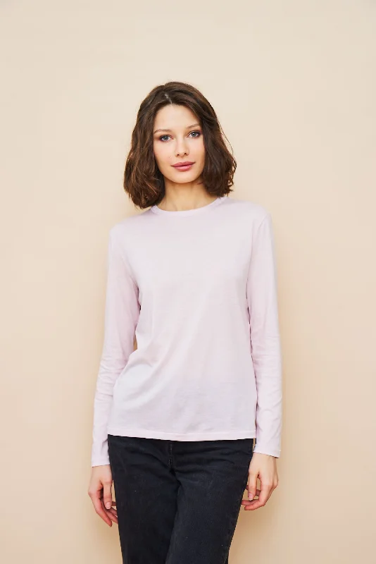 Lyocell Cotton Long Sleeve Semi Relaxed Crewneck in Petale Adventure Adventure