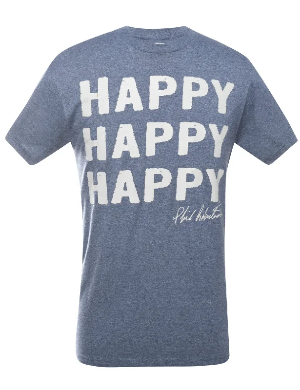 2000s Happy Printed T-shirt - M Unique Women's Upcycled Unique Women's Upcycled
