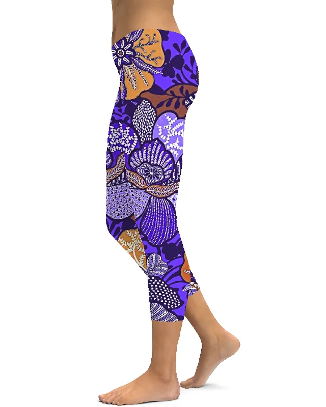 Purple Batik Floral Capris Laid - back Women's Vibe Laid - back Women's Vibe
