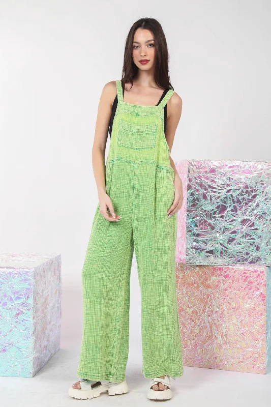 VERY J Texture Washed Wide Leg Overalls Classic Women's Pin - striped Classic Women's Pin - striped VERY J Texture Washed Wide Leg Overalls Classic Women's Pin - striped Classic Women's Pin - striped