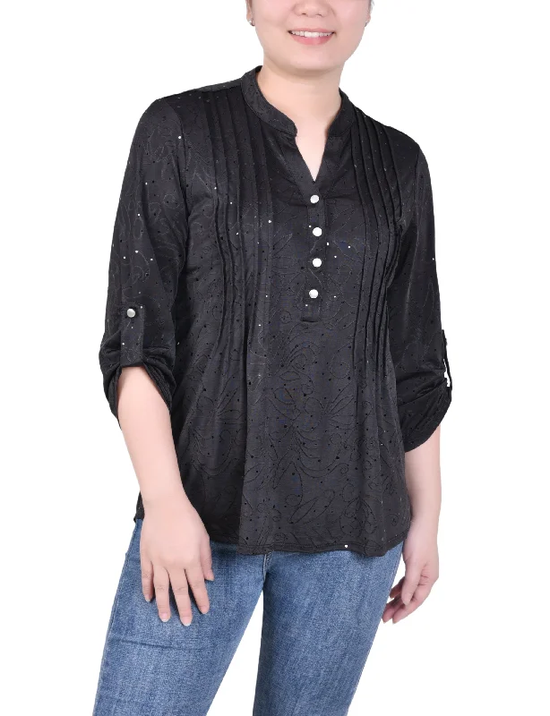 Petite 3/4 Sleeve Roll Tab Y Neck Top Tough Women's Military - inspired Tough Women's Military - inspired Petite 3/4 Sleeve Roll Tab Y Neck Top Tough Women's Military - inspired Tough Women's Military - inspired