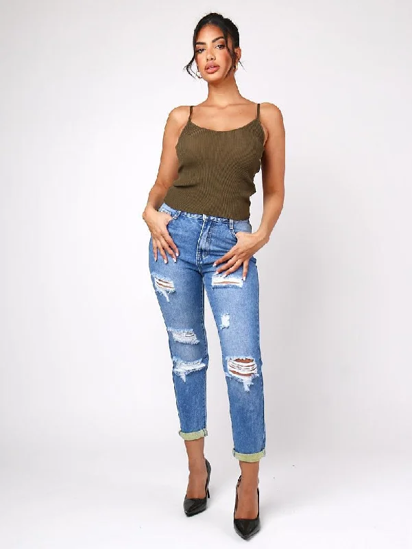 Jean destroy détail vert Earthy Women's Hemp - based Earthy Women's Hemp - based