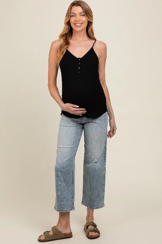 Light Blue Distressed Maternity Wide Leg Ankle Crop Jeans Classic Women's Tweed Classic Women's Tweed