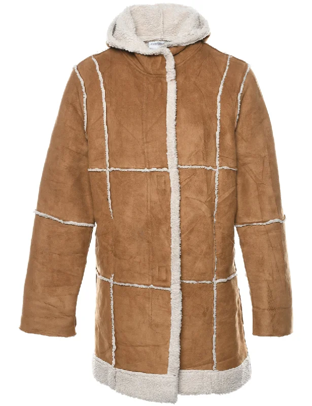 Hooded Brown Coat - L Contemporary  Contemporary 