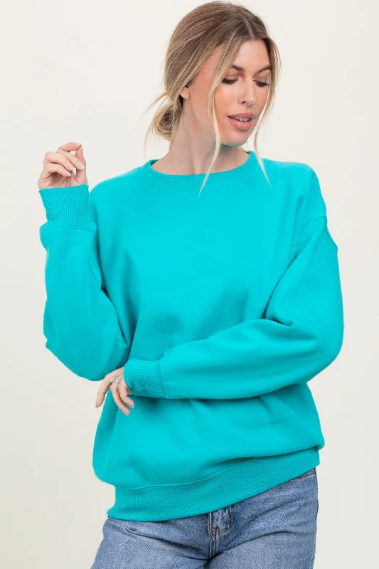 Turquoise Basic Fleece Crewneck Sweatshirt Bold Women's Animal Print Bold Women's Animal Print Turquoise Basic Fleece Crewneck Sweatshirt Bold Women's Animal Print Bold Women's Animal Print