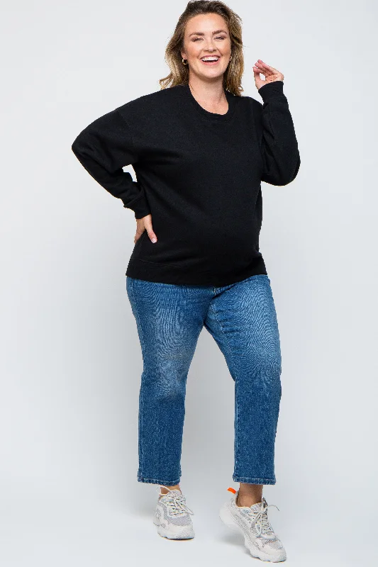 Black Soft Knit Fleece Lined Maternity Plus Sweatshirt Refined Women's Velvet Refined Women's Velvet Black Soft Knit Fleece Lined Maternity Plus Sweatshirt Refined Women's Velvet Refined Women's Velvet