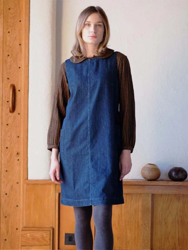 Eva Pinafore Cotton Dress | Blue Modern Women's Tech Modern Women's Tech