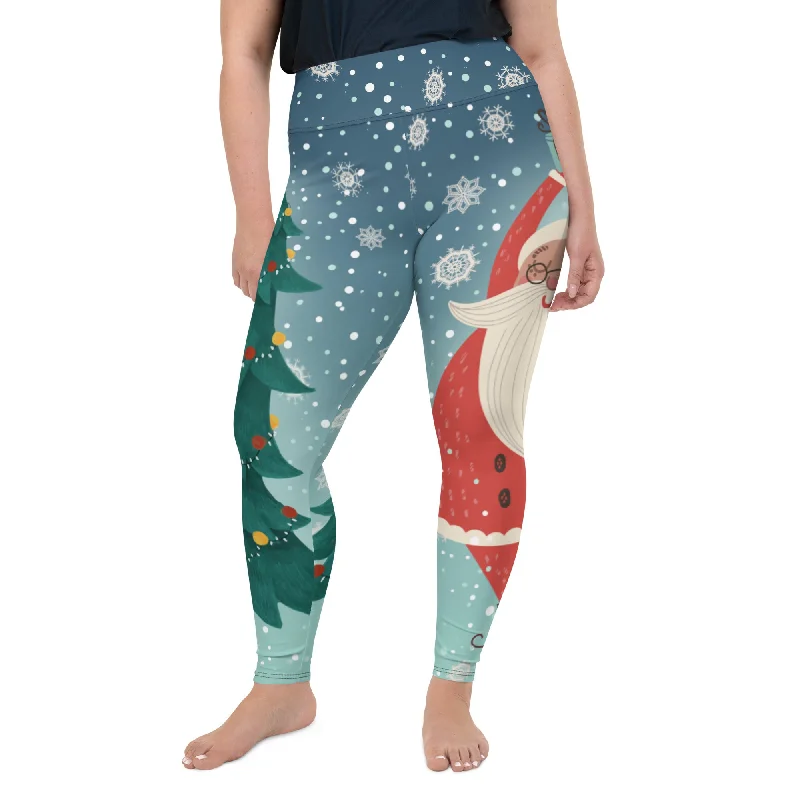 Santa Christmas Tree Plus Size Leggings Sleek Women's Metallic Sleek Women's Metallic Santa Christmas Tree Plus Size Leggings Sleek Women's Metallic Sleek Women's Metallic