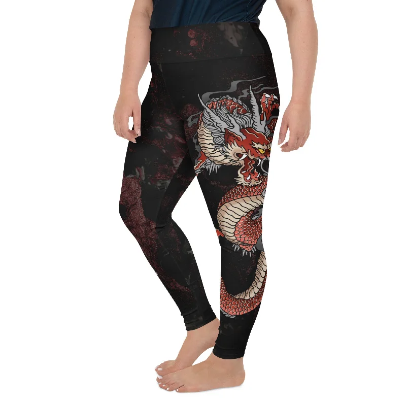 Japanese Dragon Plus Size Leggings Refined Women's Velvet Refined Women's Velvet