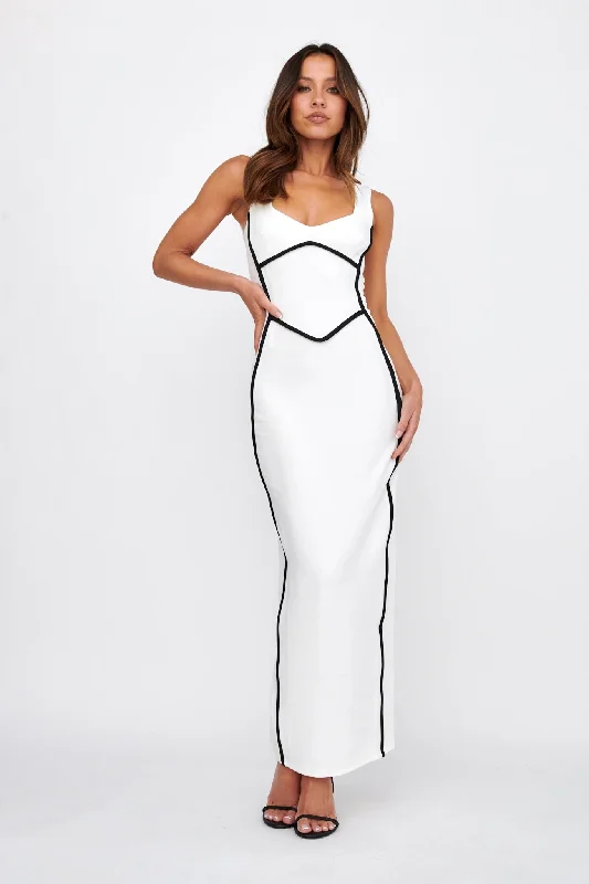 Shenae Piping Trim Maxi Dress White Modern Women's  Modern Women's 