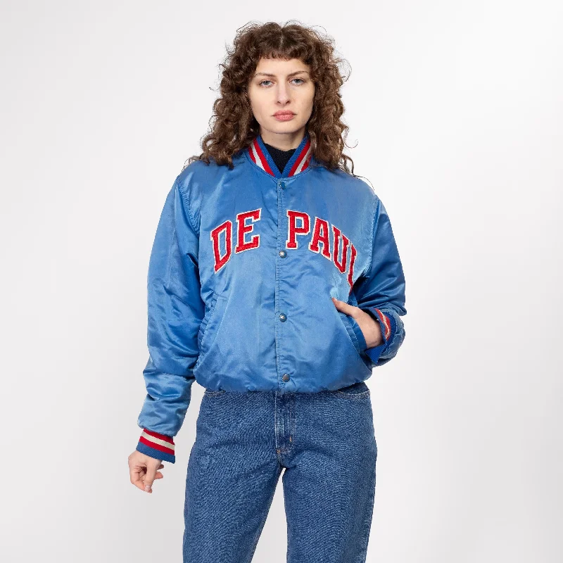 Med-Lrg 80s De Paul University Satin Starter Jacket Unisex Hip Women's Retro Hip Women's Retro Med-Lrg 80s De Paul University Satin Starter Jacket Unisex Hip Women's Retro Hip Women's Retro