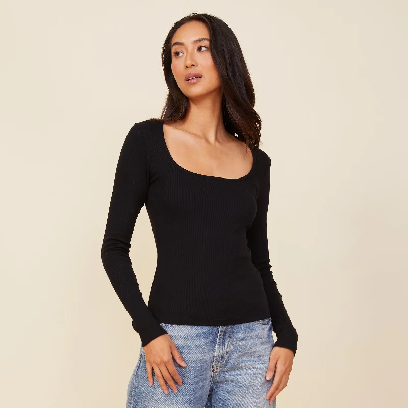 90'S Rib Long Sleeve Casual Women's Japanese  Casual Women's Japanese 