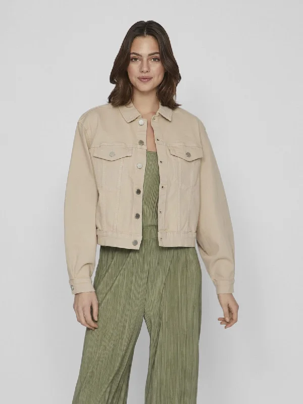 WEYLIE DENIM JACKET (FEATHER GREY/BEIGE) Edgy Women's Punk Edgy Women's Punk