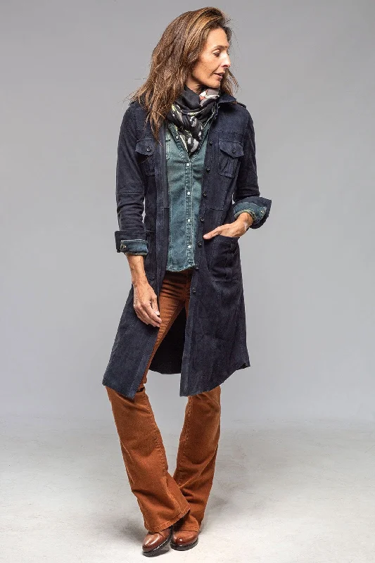 Savannah Long Leather Tunic In Navy Trendy Women's  Trendy Women's 