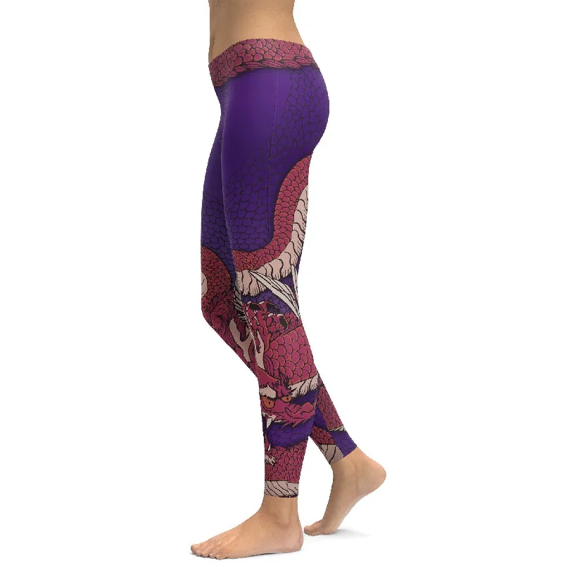 Red & Purple Dragon Leggings Youthful Women's Anime - inspired Youthful Women's Anime - inspired Red & Purple Dragon Leggings Youthful Women's Anime - inspired Youthful Women's Anime - inspired