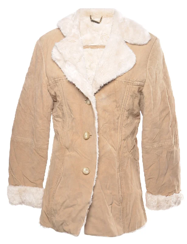 Suede Shearling Lining Coat - S Artistic Women's Hand - painted Artistic Women's Hand - painted