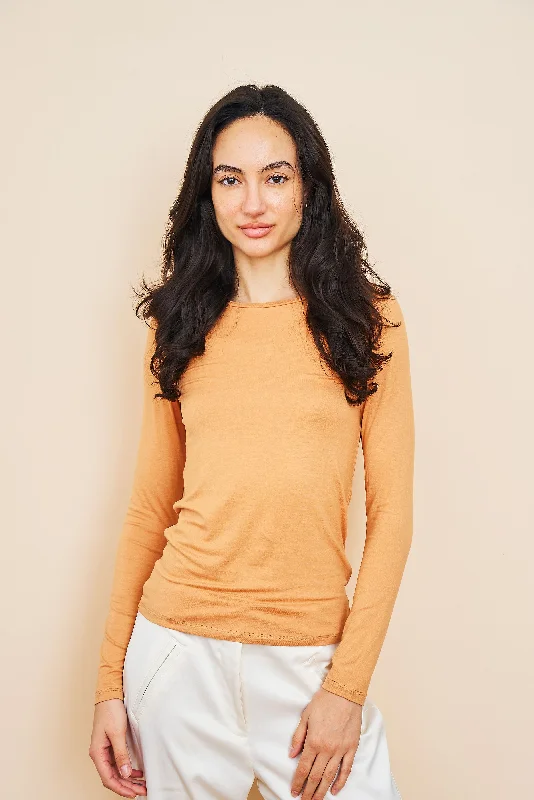 Majestic Soft Touch Long Sleeve Crewneck in Peche purpose purpose