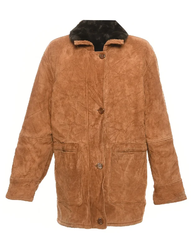 Single Breasted Suede Faux Sherling Coat - M Cozy Women's Winter Cozy Women's Winter Single Breasted Suede Faux Sherling Coat - M Cozy Women's Winter Cozy Women's Winter