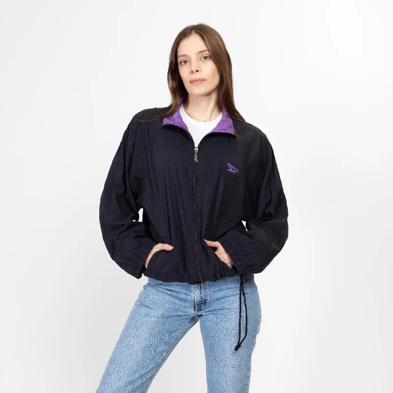 Medium 90s Reebok Black & Purple Windbreaker Youthful Women's Pop Youthful Women's Pop