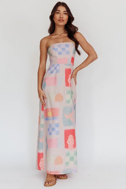 Eastern Sun Strapless Abstract Print Maxi Dress Multi Modern Women's  Modern Women's 