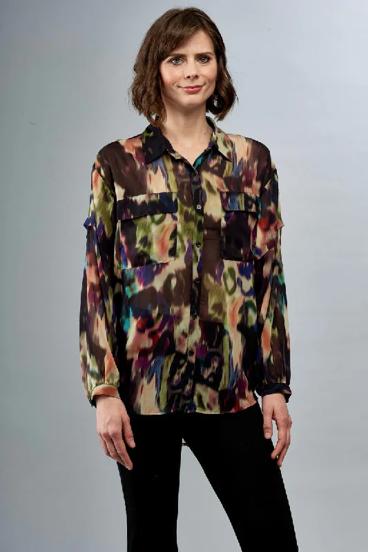 Insight NY Georgette Printed Blouse Cashmere Cashmere